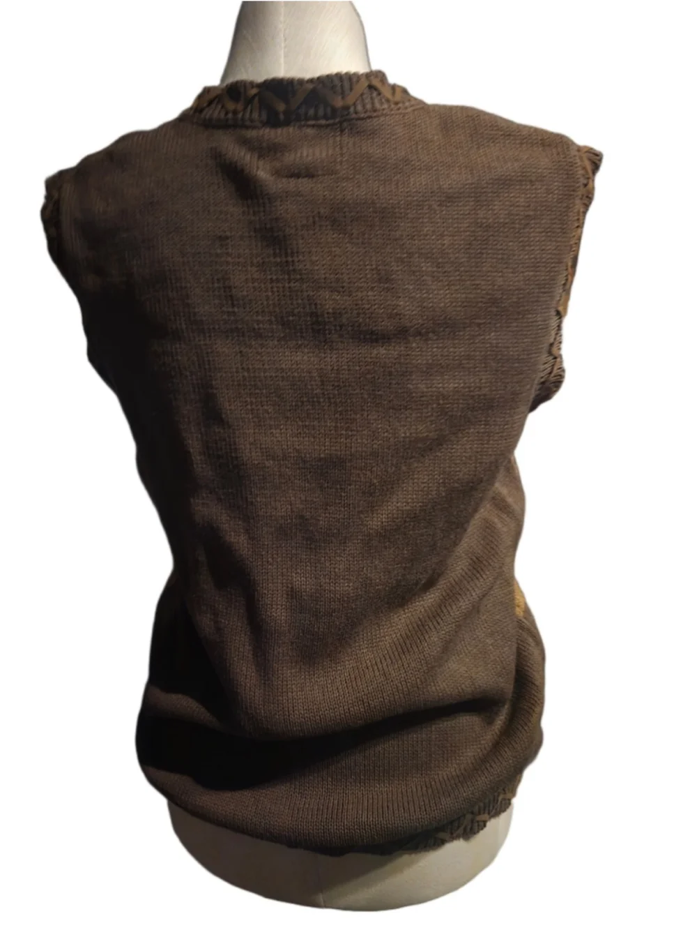 Women's Vintage Cambridge Dry Goods Knit Vest Size M Brown Pink